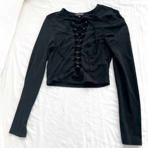 Lace up long sleeve crop tee